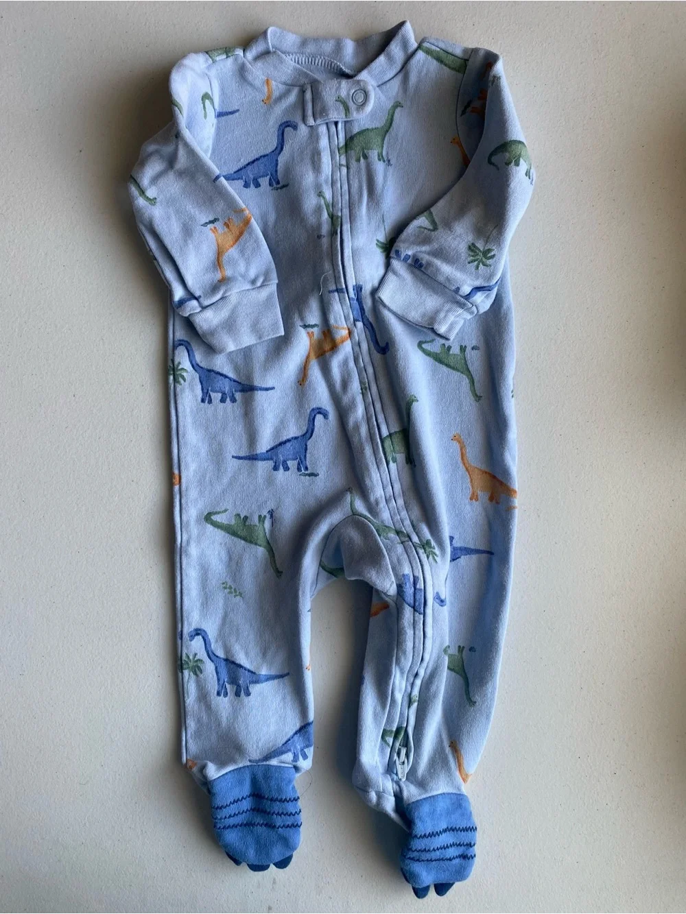 Carter's Baby Boy Dinosaur Footed Pajamas Sleep & Play Blue 3-6M